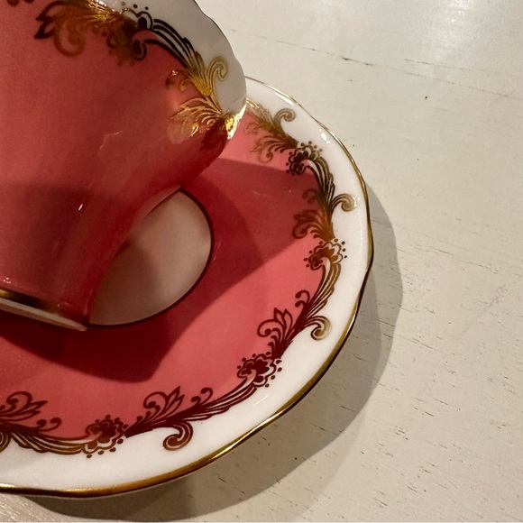 AYNSLEY Authentic Bone Vintage Tea Cup and Saucer Set Antique Pink Gold & White - Picture 9 of 10